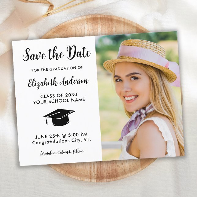 Simple Graduate Photo Save The Date Graduation Invitation Postcard (Creator Uploaded)
