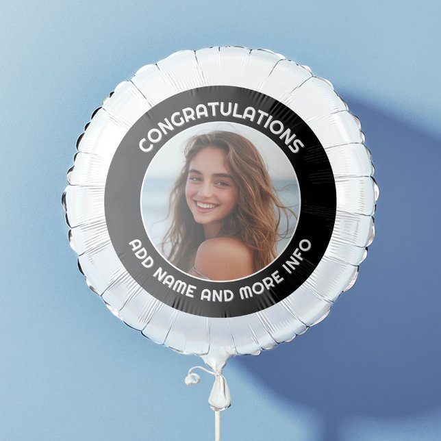 Simple Graduate Photo with Name and Class of Year Balloon (Personalized Graduation Balloon)