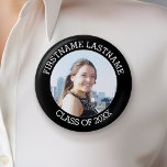 Simple Graduate Photo with Name and Class of Year Pinback Button<br><div class="desc">Add 2020,  2021 or any year to this whimsical design. This can be used for any graduate or reunion - high school,  college,  grad school,  nursing,  med school or even trade school.</div>