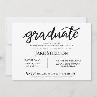 Simple Graduate Script Open House Graduation Invitation
