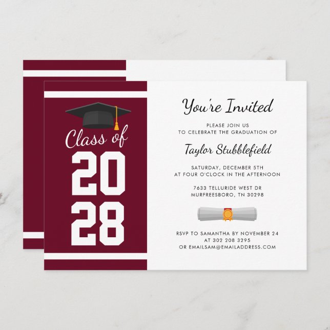 Simple Graduation 2025 Script Grad Party Invitation (Front/Back)