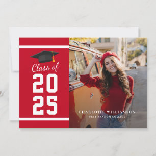 Simple Graduation 2026 Red White Grad Photo Announcement