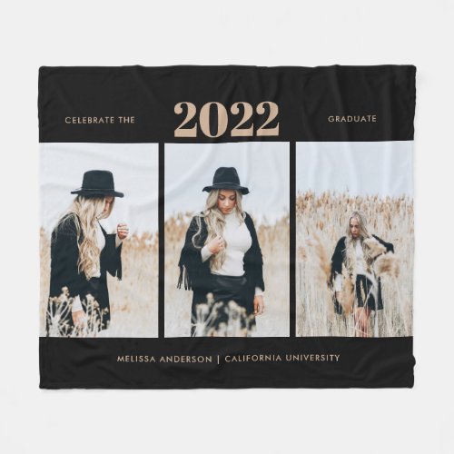 Simple Graduation 3 Photo  Fleece Blanket