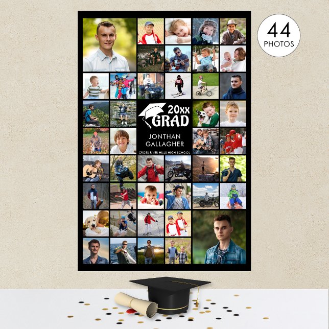 Simple Graduation 44 Photo Collage Custom Color Poster (Creator Uploaded)