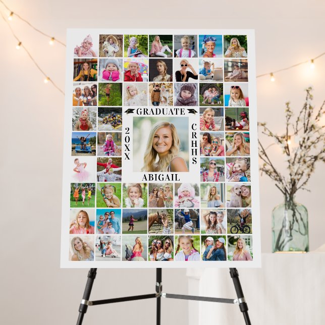Simple Graduation 55 Photo Collage White Foam Board (In Situ (Stand))