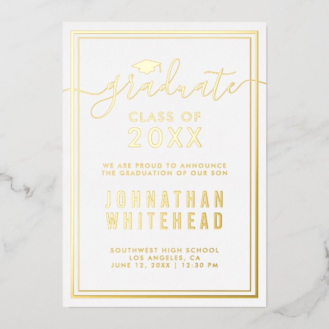 Simple Graduation Announcement Foil Invitation (Front)