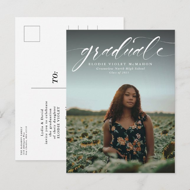 Simple graduation announcement invitation postcard (Front/Back)