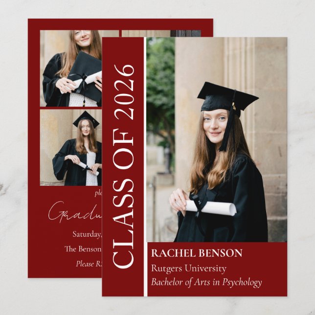 Simple Graduation Announcement & Party Invitation (Front/Back)