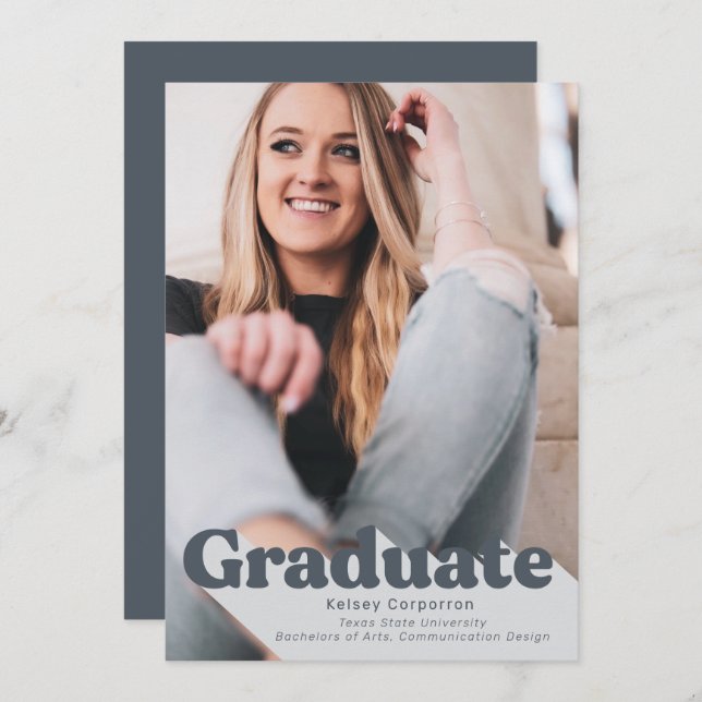Simple Graduation Announcement | Retro Type (Front/Back)