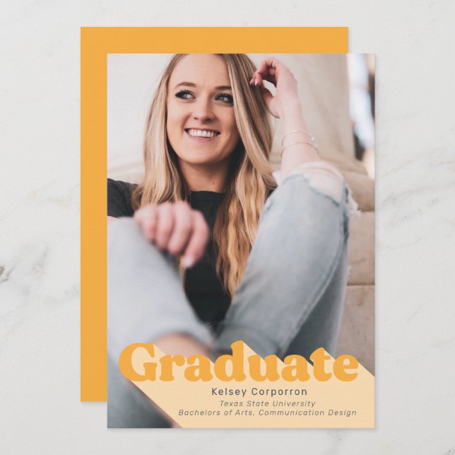 Simple Graduation Announcement | Retro Type (Front/Back)