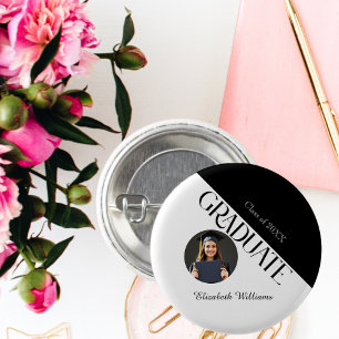 Simple Graduation Black and White Button