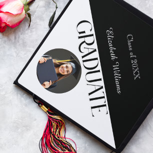 Simple Graduation Black and White Cap Topper