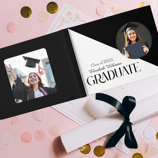 Simple Graduation Black and White Foil Guest Book (Creator Uploaded)