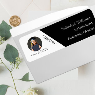 Simple Graduation Black and White Label