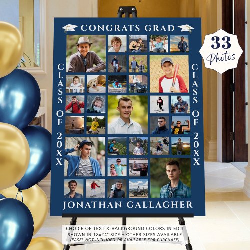 Simple Graduation Blue 33 Photo Collage Congrats