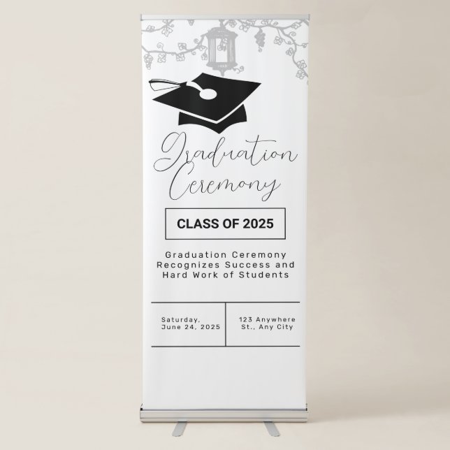 Simple Graduation Ceremony Announcement Retractable Banner (Front)