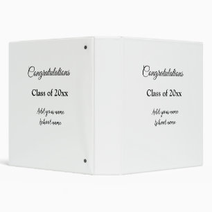 Simple graduation congratulations minimal add clas 3 ring binder