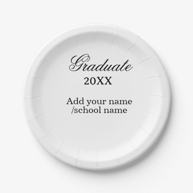 Simple graduation congratulations minimal add clas paper plates (Front)