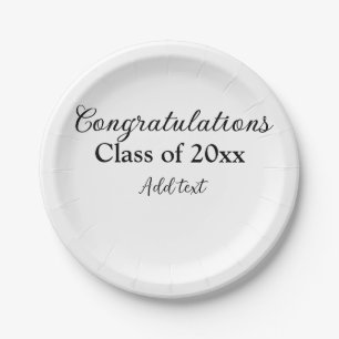 Simple graduation congratulations minimal add clas paper plates
