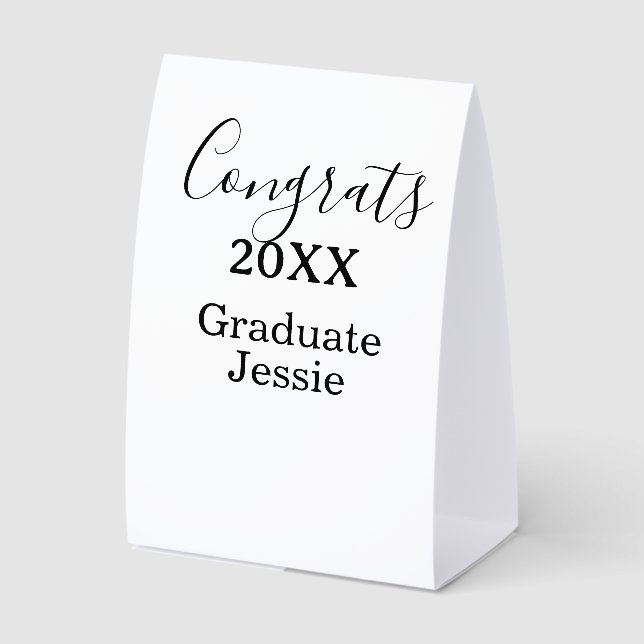 Simple graduation congratulations minimal add clas paper table tent  (Front)