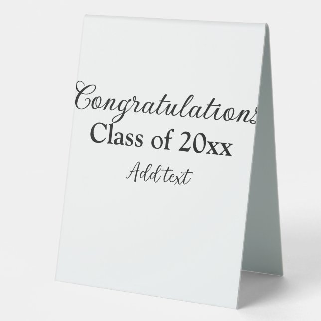 Simple graduation congratulations minimal add clas table tent (Front)