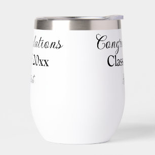 Simple graduation congratulations minimal add clas thermal wine tumbler