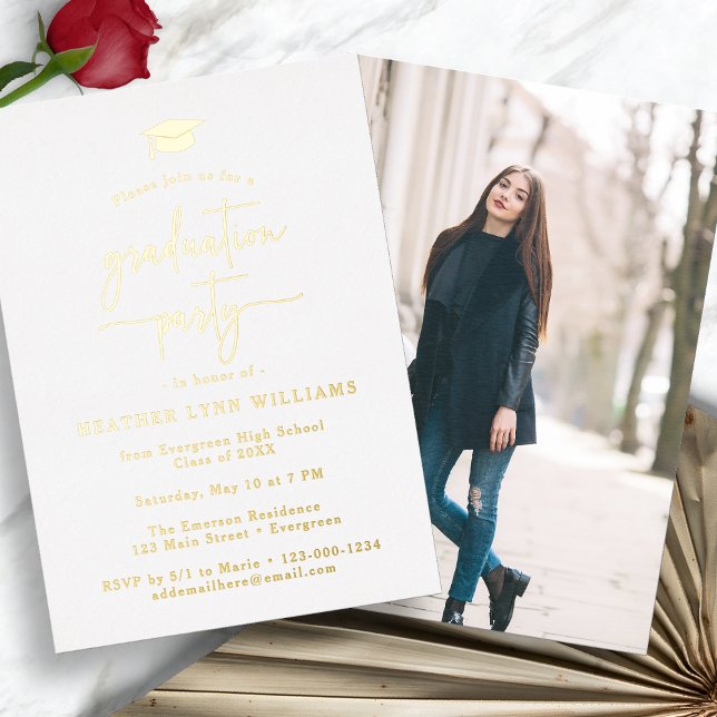 Simple Graduation Foil Invitation (Simple Graduation 
Gold Foil Party Invitation by Painted Paperie
)