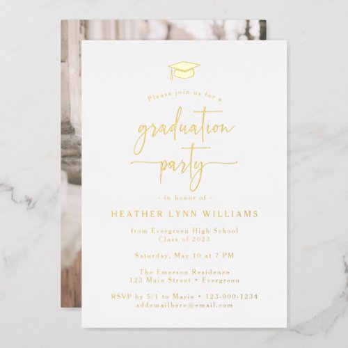 Simple Graduation Foil Invitation
