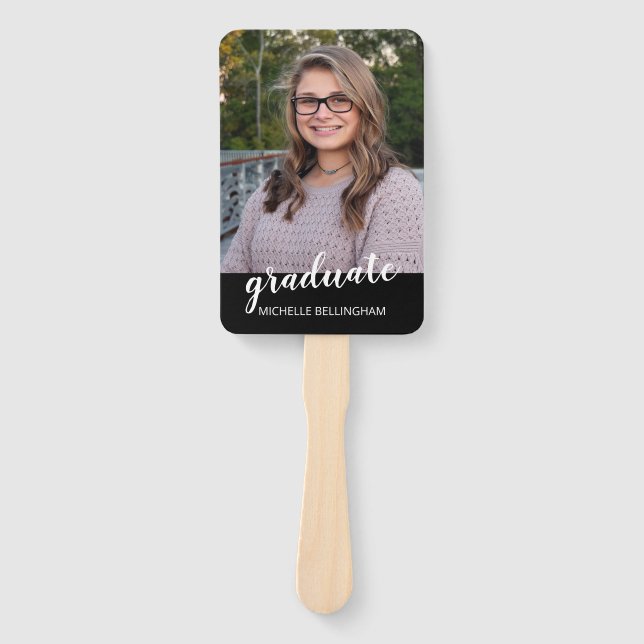 Simple Graduation Hand Fan Party Favor Modern Grad (Front)
