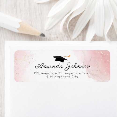Simple Graduation Hat Topper Pink Marble  Label