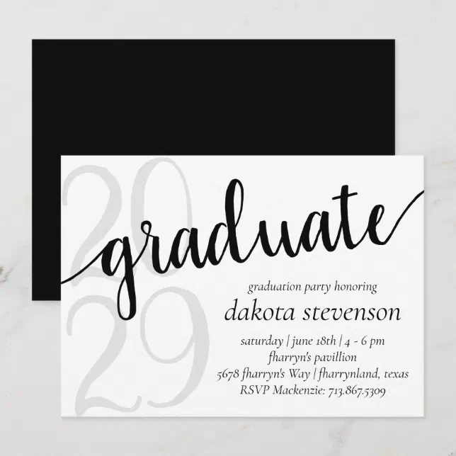 Simple Graduation | Minimalist Black and White Invitation | Zazzle