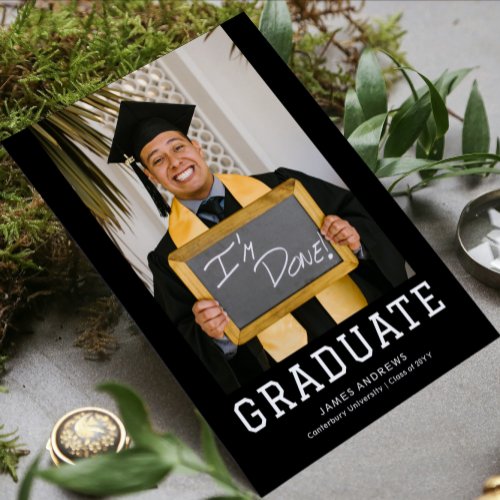 Simple Graduation Modern Stylish  Grad Party Photo Invitation