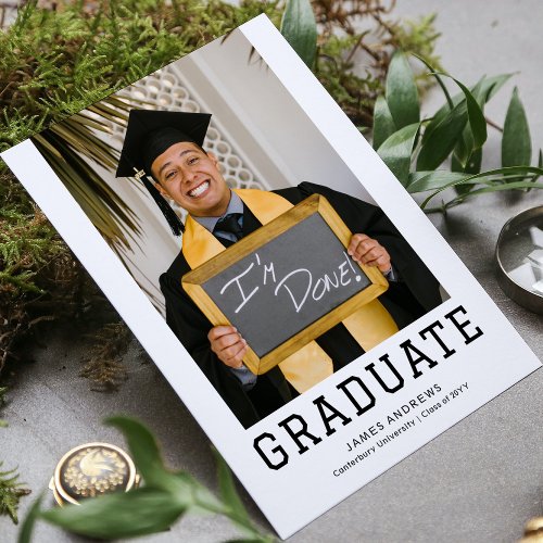 Simple Graduation Modern Stylish  Grad Party Photo Invitation