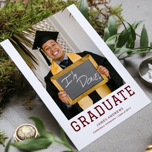 Simple Graduation Modern Stylish  Grad Party Photo Invitation