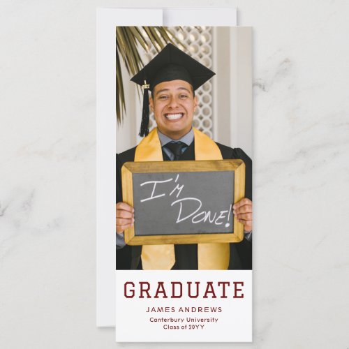 Simple Graduation Modern Stylish  Grad Party Photo Invitation