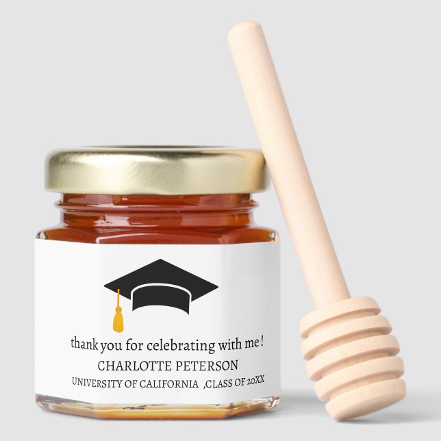 Simple Graduation Party Honey Jar Favors (Front)