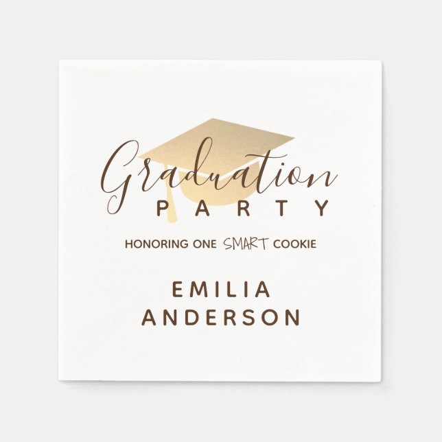 Simple Graduation Party Honoring One Smart Cookie Napkins (Front)