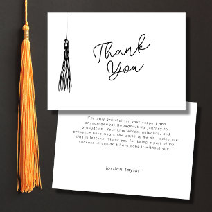 Simple Graduation Party Tassel Illustration Black  Thank You Card