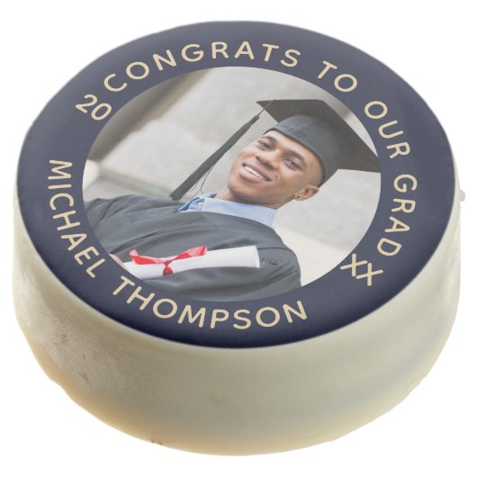 Simple Graduation Photo Class Year Personalized Chocolate Covered Oreo (Angled)