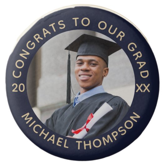 Simple Graduation Photo Class Year Personalized Chocolate Covered Oreo (Front)