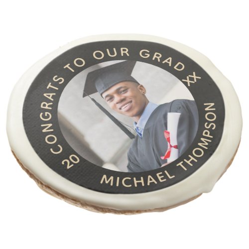 Simple Graduation Photo Class Year Personalized Sugar Cookie