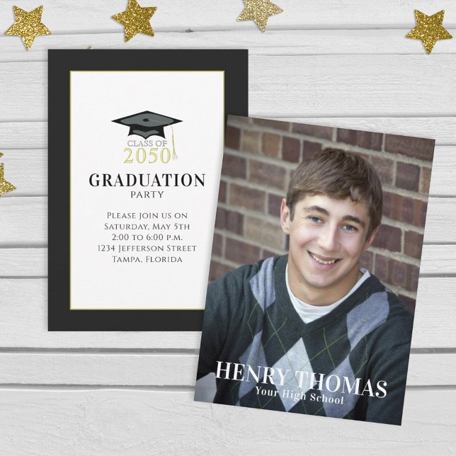 Simple Graduation Photo Classic Custom Invitation (Creator Uploaded)