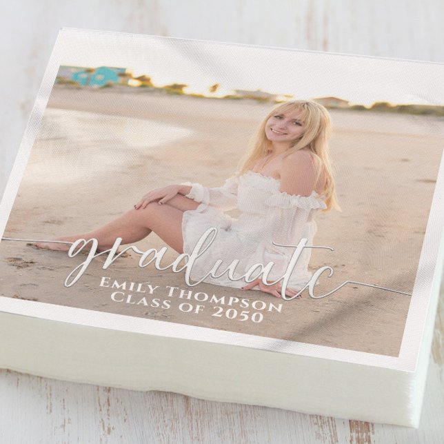 Simple Graduation Photo Elegant Minimalist Napkins (Creator Uploaded)