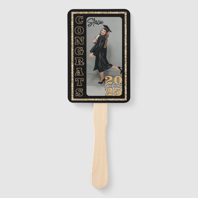 Simple Graduation Photo Hand Fan Custom Grad (Front)