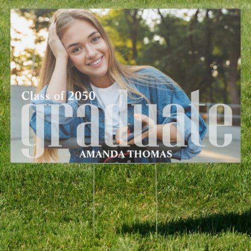 Simple Graduation Photo Minimalist Elegant Yard Sign