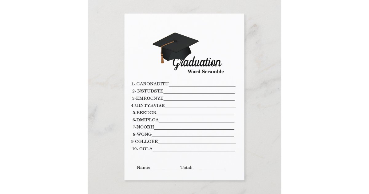 Simple graduation scramble word graduation game enclosure card Zazzle