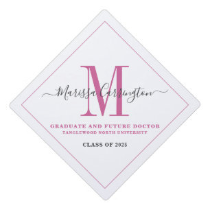 Simple Graduation Script Signature Monogram  Cap Topper