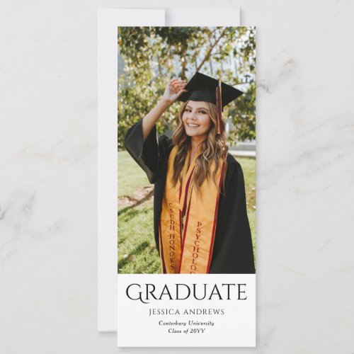 Simple Graduation Stylish Modern Grad Party Photo Invitation