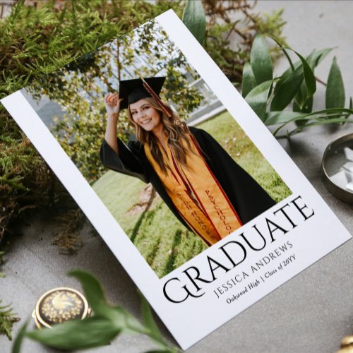 Simple Graduation Stylish Modern Grad Party Photo  Invitation