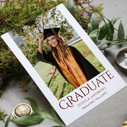 Simple Graduation Stylish Modern Grad Party Photo Invitation